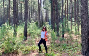 Woman standing on land