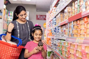 Woman and child shopping